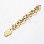 304 Stainless Steel Chain Extender, with Oval Charms, Golden, 68x6mm