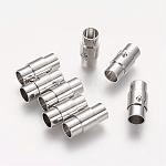 Brass Locking Tube Magnetic Clasps, Platinum, 17x9mm, Hole: 6mm