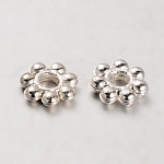 Espaciadores de cuentas de plástico ccb, flor, color plateado, 6x2mm, agujero: 2 mm