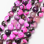Fili di perline di agata crepitante naturale, tondo, grado a, sfaccettato, tinti e riscaldato, rosa intenso, 10mm, Foro: 1 mm, circa 37pcs/filo, 15 pollice