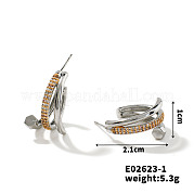 Серьги-кольца с геометрической инкрустацией медью и цирконом KD4595-2