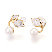 Серьги-гвоздики из натурального жемчуга из латуни PEAR-N020-06T