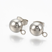 201 Stainless Steel Stud Earring Findings STAS-Q225-16A-8mm