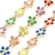 Brass with Colorful Enamel Flower Link Chains KK-F871-56G