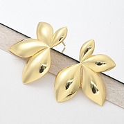 Серьги-гвоздики в форме листьев из латуни EJEW-R016-21G