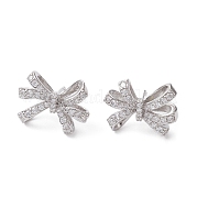 Серьги-гвоздики из латуни с бантом EJEW-M245-03P
