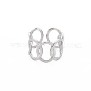 304 Stainless Steel Interlocking Oval Open Cuff Ring RJEW-S405-147P