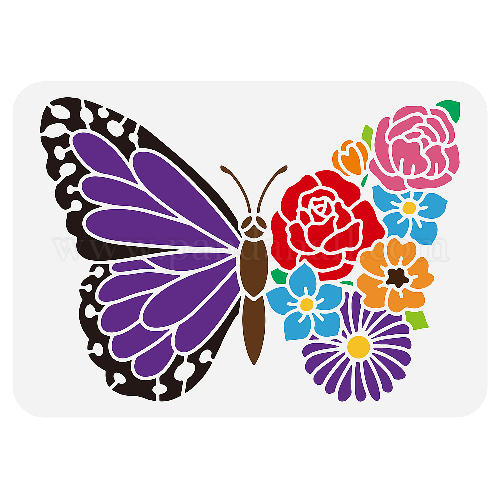 Wholesale FINGERINSPIRE Floral Butterfly Painting Stencil 11 7x8 3 Inch wholesale-fingerinspire-floral-butterfly-painting-stencil-11-7x8-3-inch