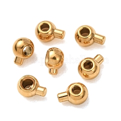 Perline di crimpatura in acciaio inossidabile 304, tondo, placcatura ionica (ip), oro, 4.5x2.5x3.5mm, Foro: 2 mm