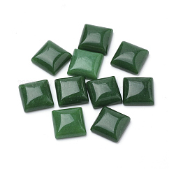 Natürliche weiße Jade Cabochons, gefärbt, Viereck, dunkelgrün, 10x10x5 mm