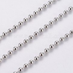 Cadenas de bolas de acero inoxidable 304 resistentes al deslustre, con carrete, redondo, color acero inoxidable, 2.4mm, aproximadamente 65.61 pie (20 m) / rollo