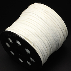 Cordon imitation daim, dentelle de faux suède, blanc, 2.7x1.4mm, environ 98.42 yards (90 m)/rouleau