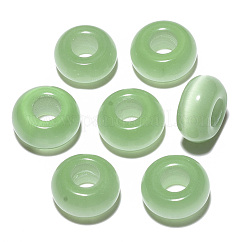 Perline europei di occhio di gatto, perline con foro grande, rondelle, verde mare scuro, 14x7mm, Foro: 5~6 mm
