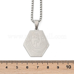 201 Edelstahl-Halsketten mit indianischem Sechseck-Anhänger&nbsp;LS-NJEW-K283-02P