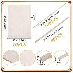 180 Stück 2 Arten von Holz-Bastelstäben&nbsp;AJEW-GA0008-63