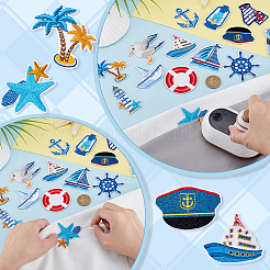 16 Stück 16 Stile Segelserie Stickgarn zum Aufbügeln/Aufnähen von Patches&nbsp;PATC-PH0001-48