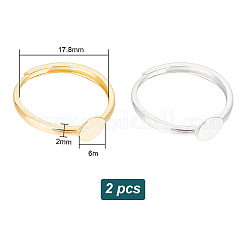2 Stück 2 Farben verstellbare Sterling Silber Ring Komponenten&nbsp;STER-DR0001-05
