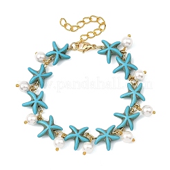 2 Stück Armband mit runden Muschelperlen und Anhängern in 2 Farben zum Thema Ozean&nbsp;BJEW-JB14133