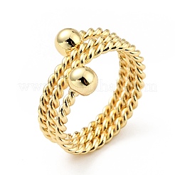 Dreilagiger Wickelring mit Messingkugel für Damen&nbsp;RJEW-E046-25G