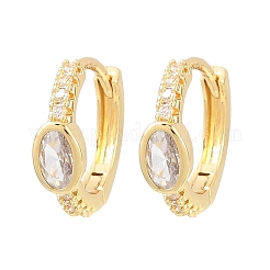 Pendientes de aro con micropavé de latón ovalado y circonitas cúbicas transparentes&nbsp;EJEW-D348-09G