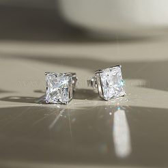 925 Ohrstecker aus Sterlingsilber mit Mikropavé&nbsp;EJEW-G443-06P