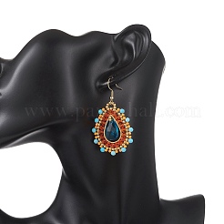 Boucles d'oreilles pendantes en perles de rocaille et verre tissé&nbsp;EJEW-MZ00682-02