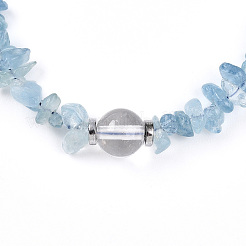 Armbänder aus natürlichen Aquamarin-Chip-Perlen für Frauen&nbsp;BJEW-T022-03B