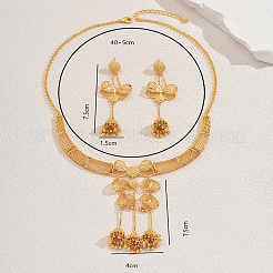 Elegante collana con fiocco cavo in ottone e orecchini a cerchio per donna&nbsp;VJ2141
