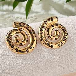 Pendientes de botón esmaltados de acero inoxidable 304&nbsp;EJEW-Z084-15G-03