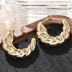 Orecchini a bottone in acciaio inossidabile 304 a forma di C per donna&nbsp;EJEW-A125-08G