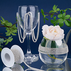 Chaînes de strass en fer argenté&nbsp;CH-WH0009-04S-01