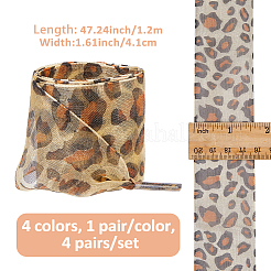 4 Paar 4 Farben Polyester-Schnürsenkel mit Leopardenmuster&nbsp;DIY-FH0009-68