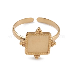 Ionenplattierung (IP) 304 Edelstahl offene Manschette Fingerring Cabochon-Einstellungen&nbsp;X-RJEW-G285-23G