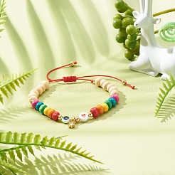 Böse Augen Stern Herz geflochtenes Perlenarmband für Kinder&nbsp;BJEW-JB06777
