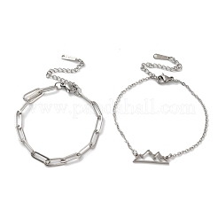 Ensembles de bracelets à chaînes et à câbles en acier inoxydable 304 résistant au ternissement&nbsp;AJEW-U005-05E-P