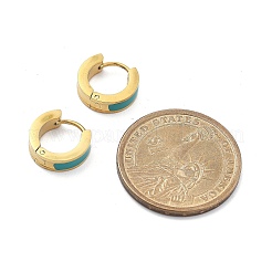 Boucles d'oreilles créoles en acier inoxydable 304 avec placage ionique (IP) et émail&nbsp;EJEW-P300-03G