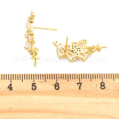 Messing Mikro pave klar Zirkonia Ohrstecker Zubehör&nbsp;KK-H073-05G