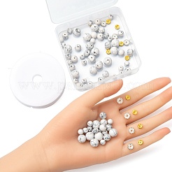 96 Stück synthetisches Howlith-Set mit runden Perlen für die DIY-Schmuckherstellung&nbsp;DIY-FS0002-02
