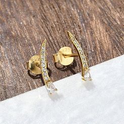 925 orecchini a bottone in argento sterling con zirconi cubici trasparenti&nbsp;EJEW-Q032-01E-G