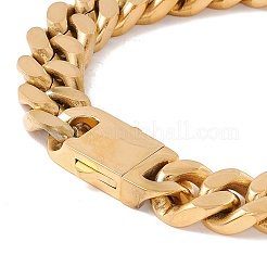 Bracciale con catene a maglie in acciaio inossidabile placcato ionico (ip) 304 con chiusura a lucchetto in strass di cristallo per donna&nbsp;BJEW-E107-01G-05