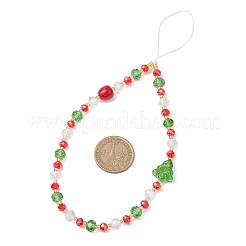 Chaînes de dragonne pour téléphone en perles de verre sur le thème de Noël&nbsp;HJEW-MZ00299