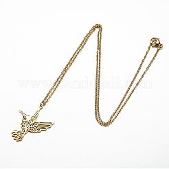 Colliers pendentifs oiseaux découpés au laser en acier inoxydable 201 pour femmes&nbsp;FS-WG55B1A-01