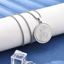 201 collane con ciondolo in strass in acciaio inossidabile per donna&nbsp;NJEW-U021-03P