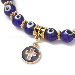 Braccialetti con ciondolo in lega smaltata a croce e tondi piatti&nbsp;BJEW-JB12269-01