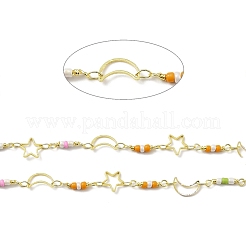 Catena a maglie fatte a mano in ottone con luna e stella&nbsp;CHC-E023-07G