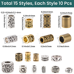 150 Stück 15 Stile Perlen aus Zinklegierung im tibetischen Stil&nbsp;FIND-SC0019-98