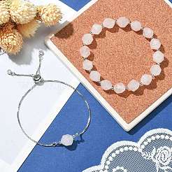 Set di braccialetti elasticizzati con perline di quarzo rosa naturale da 2 pz&nbsp;BJEW-TA00294