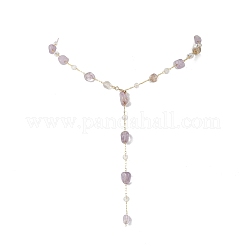 Handgefertigte natürliche Amethyst Perlenketten Ohrring & Halsketten Sets&nbsp;SJEW-JS01342-02