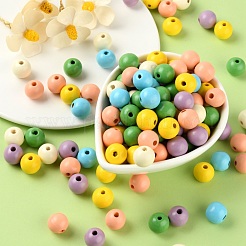 240pcs 6 Farben bemalte Naturholzperlen&nbsp;WOOD-LS0001-47