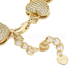 Gestellplattierung Messing Mikropflaster Zirkonia Herz Gliederkette Armbänder für Frauen&nbsp;BJEW-B109-01G-04